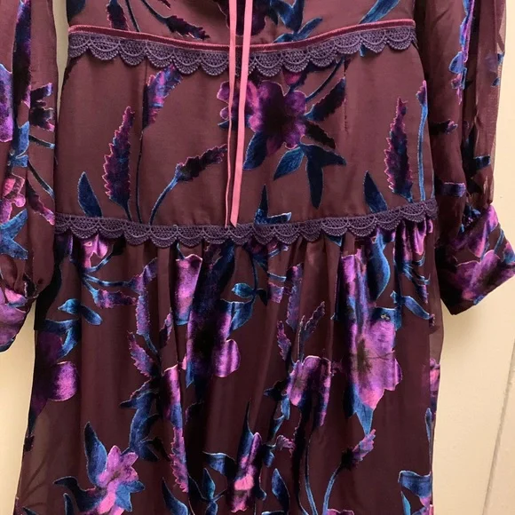 Marchesa Notte Purple Sheer Floral Dress | Wedding Guest / Cocktail - Picture 7 of 9